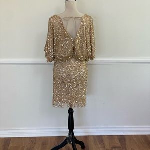 Gold glitter dress.